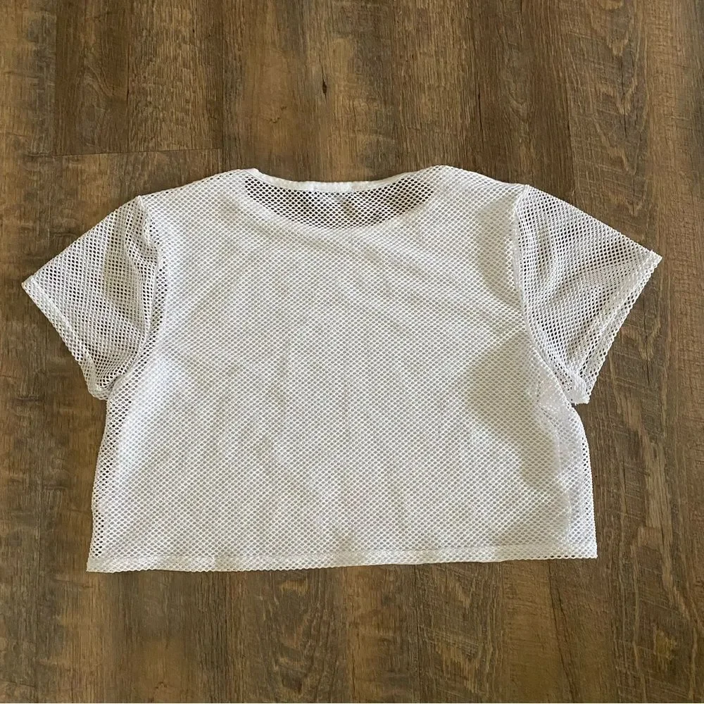 PRETTYLITTLETHING Top White Mesh Crop Festival Rave Party US 6